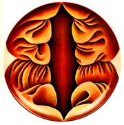 Primordial Goddess Plate from the dinner party  Judy Chicago 1979.